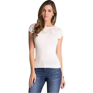 Bebe Lace Sweater Top White XS